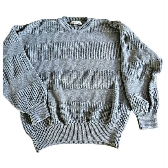 Vintage 90's Thorton Bay Blue Cotton Sweater sz M Navy Men's Fall Winter - Picture 1 of 7